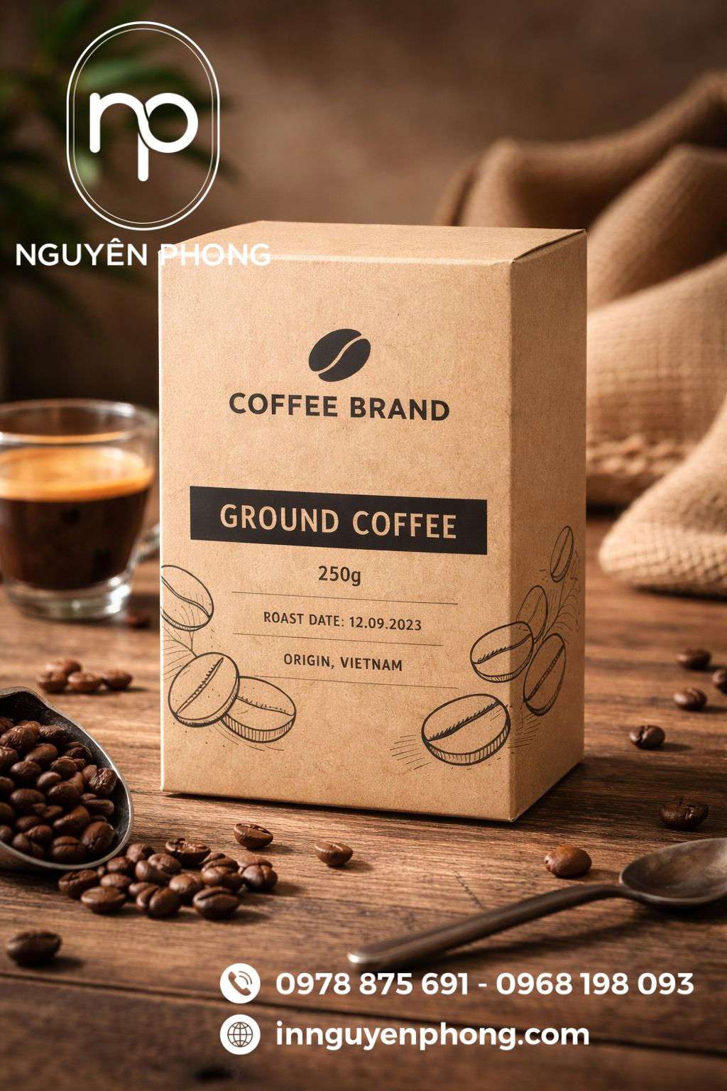 Mẫu hộp kraft đựng cà phê 